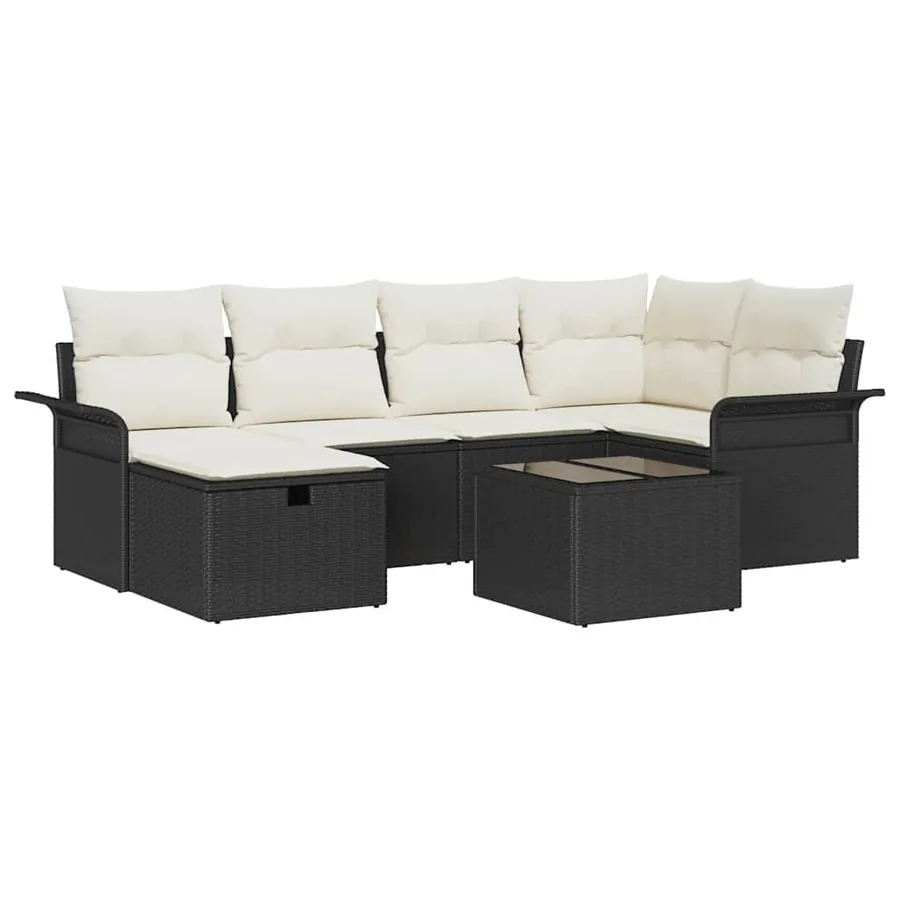 Ensemble de canapé de jardin avec coussin 7 pcs Poly rotin - 2