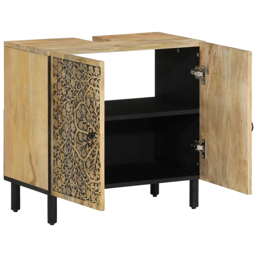 Ensemble de meubles salle de bain 2 pcs bois de manguier massif - 5