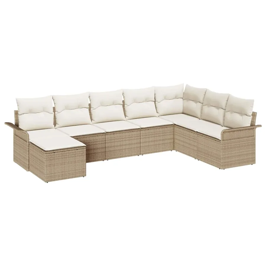 Ensemble de canapé de jardin 8 pcs Beige Poly rotin - 2