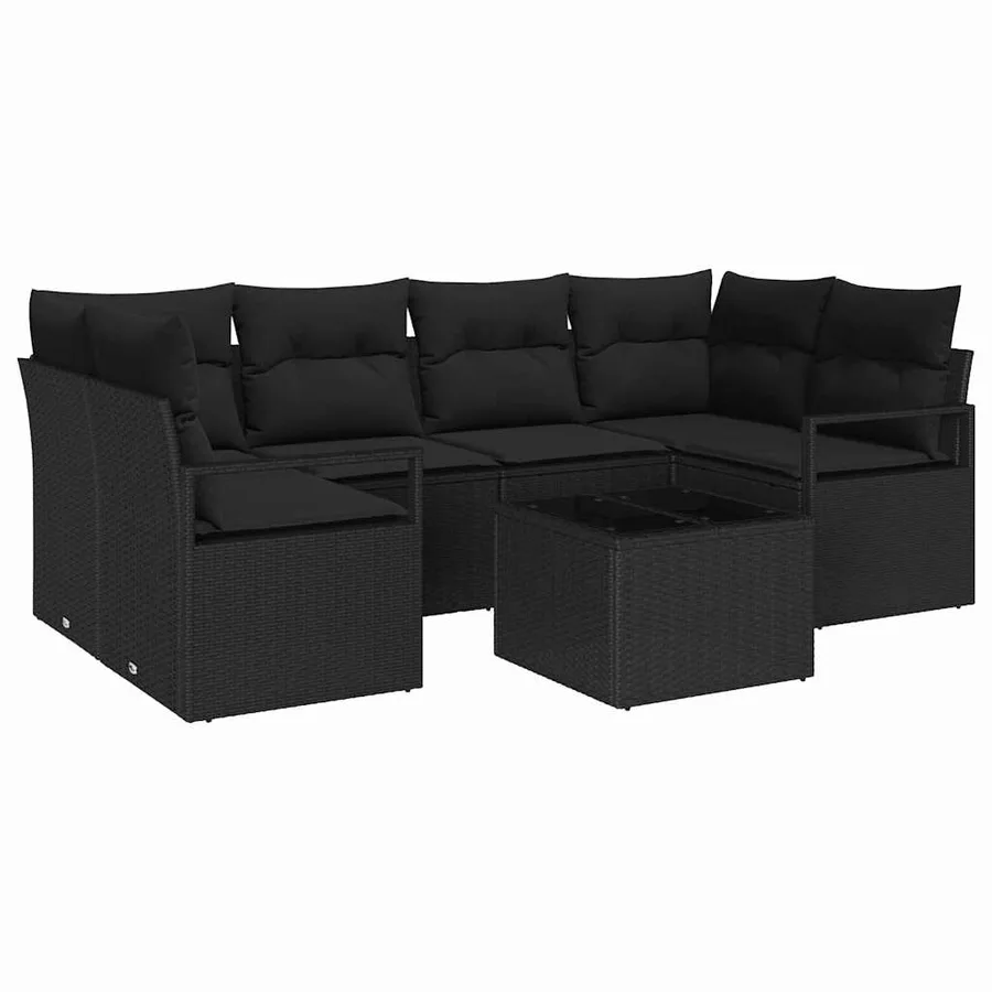Ensemble de canapé de jardin avec coussin 7 pcs Noir - 2