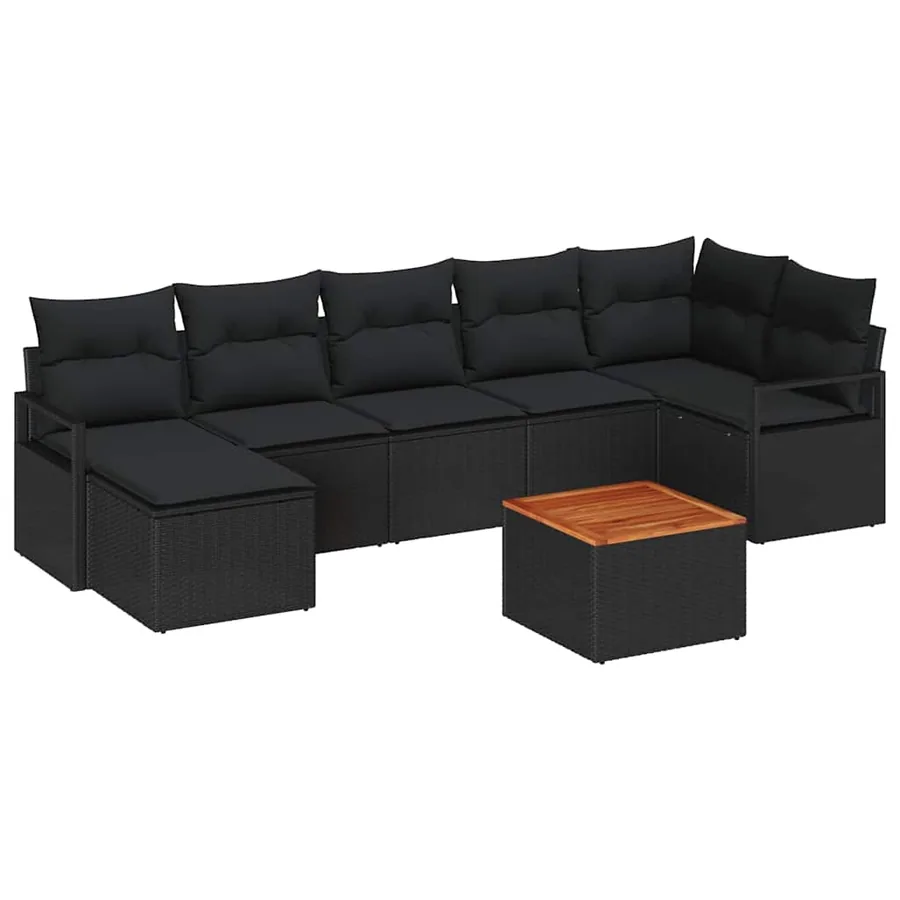 Ensemble de canapé de jardin avec stockage 8 pcs Noir polyrotin - 2