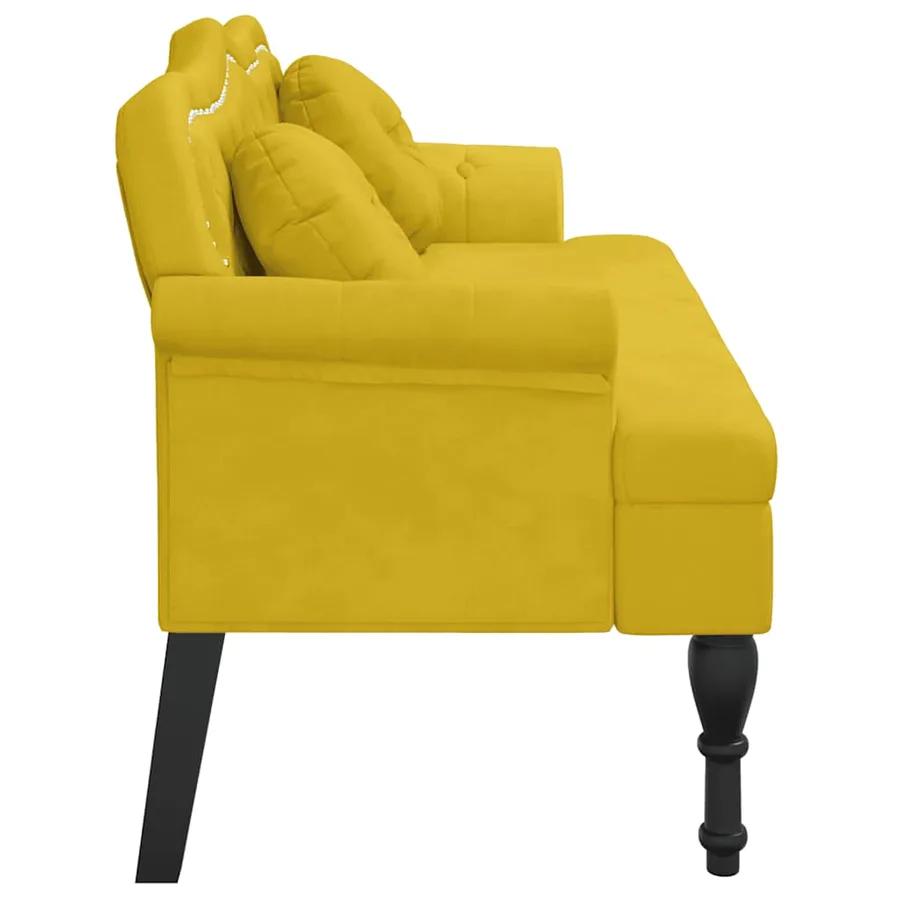 Banc avec coussins jaune 120,5x65x75 cm velours - 4