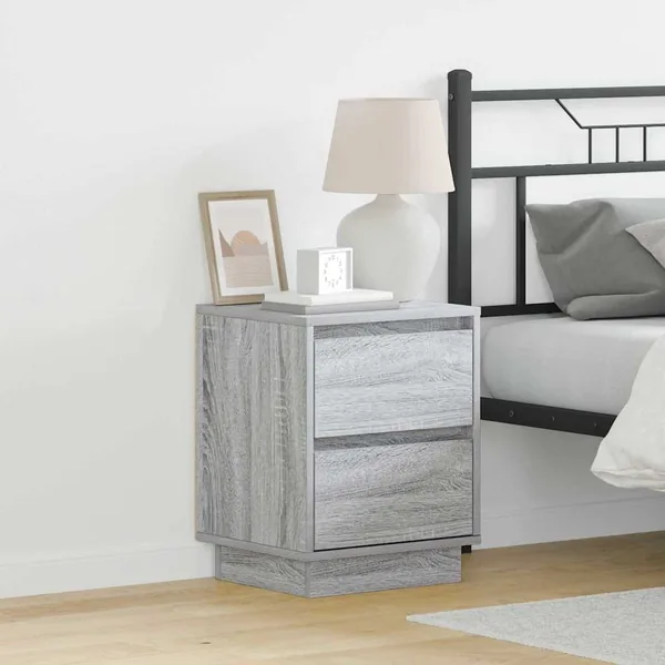 Cabinet de chevet avec tiroir 2 pcs Gris 39 x 34,5 x 50 cm