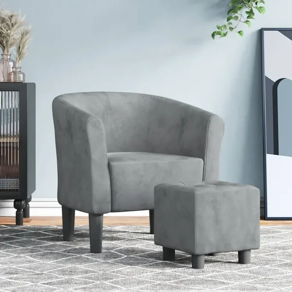 Chaise cabriolet avec repose-pied gris foncé velours