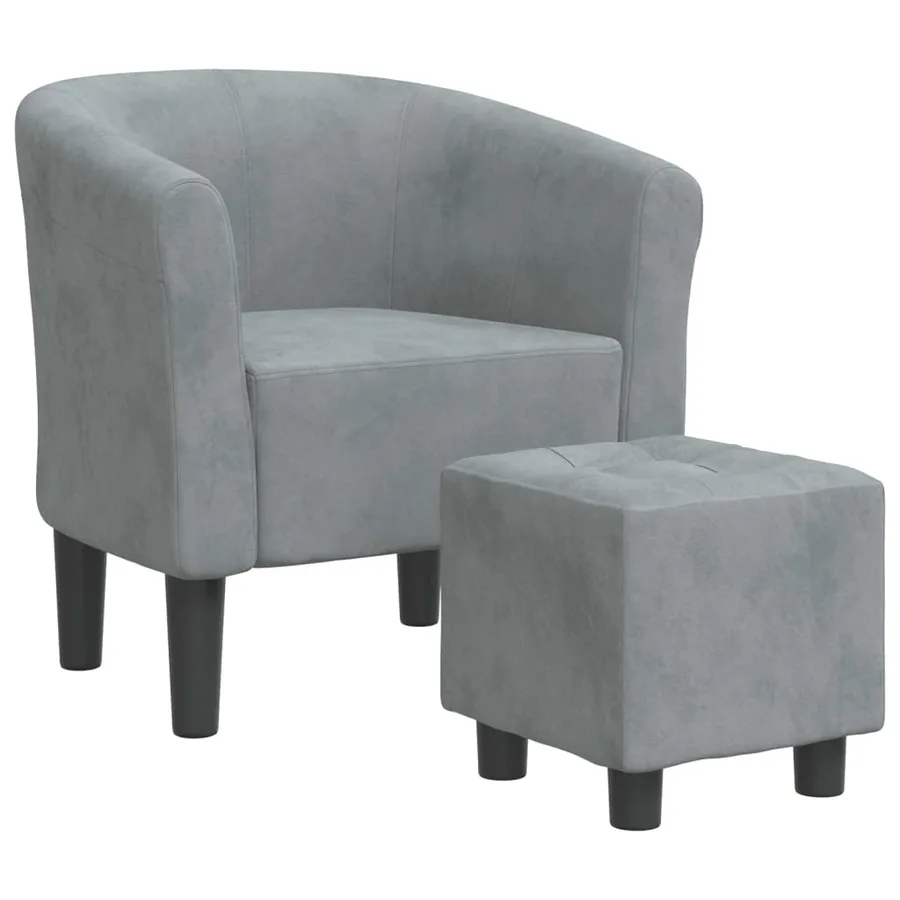 Chaise cabriolet avec repose-pied gris foncé velours - 2