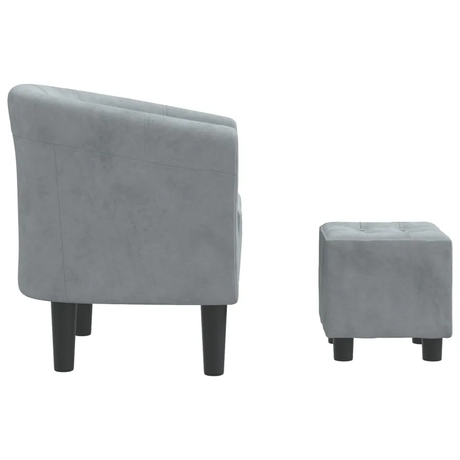 Chaise cabriolet avec repose-pied gris foncé velours - 4