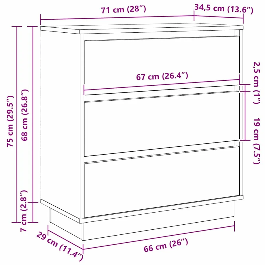 Cabinet de chevet avec tiroir Bois ancien 71 x 34,5 x 75 cm - 14
