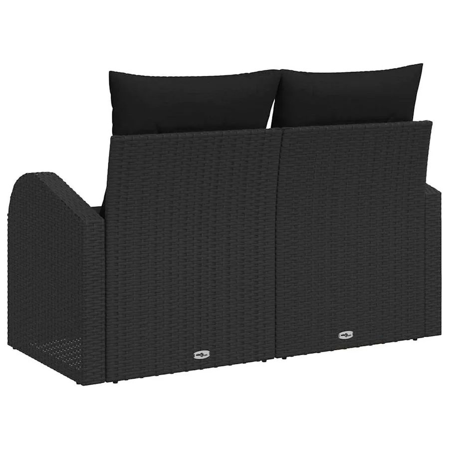 Canapé de jardin avec coussin Noir 124 x 62 x 69cm polyrotin - 4
