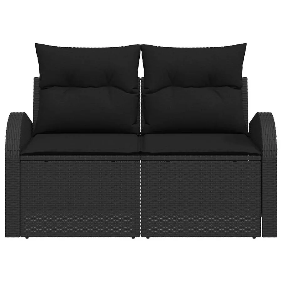Canapé de jardin avec coussin Noir 124 x 62 x 69cm polyrotin - 5