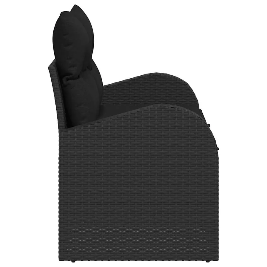 Canapé de jardin avec coussin Noir 124 x 62 x 69cm polyrotin - 6