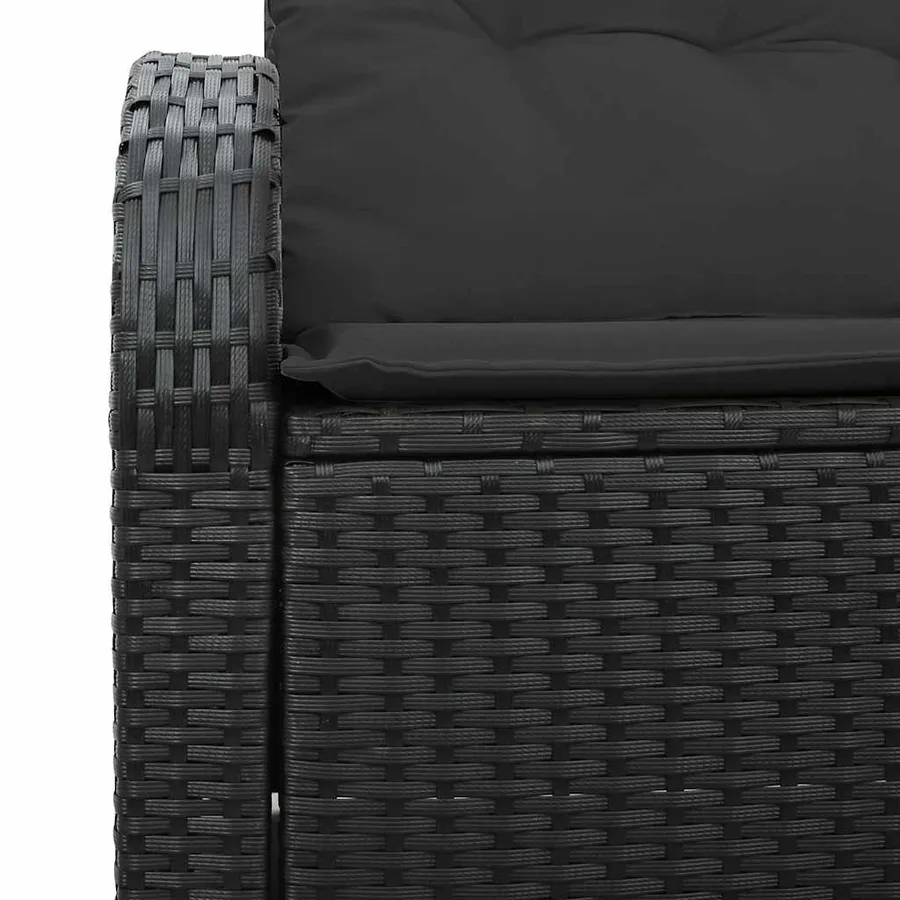 Canapé de jardin avec coussin Noir 124 x 62 x 69cm polyrotin - 7