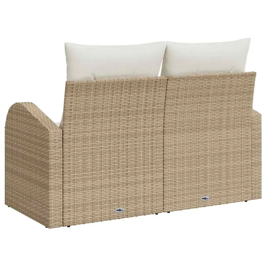 Canapé de jardin avec coussin Beige 124 x 62 x 69cm polyrotin - 4