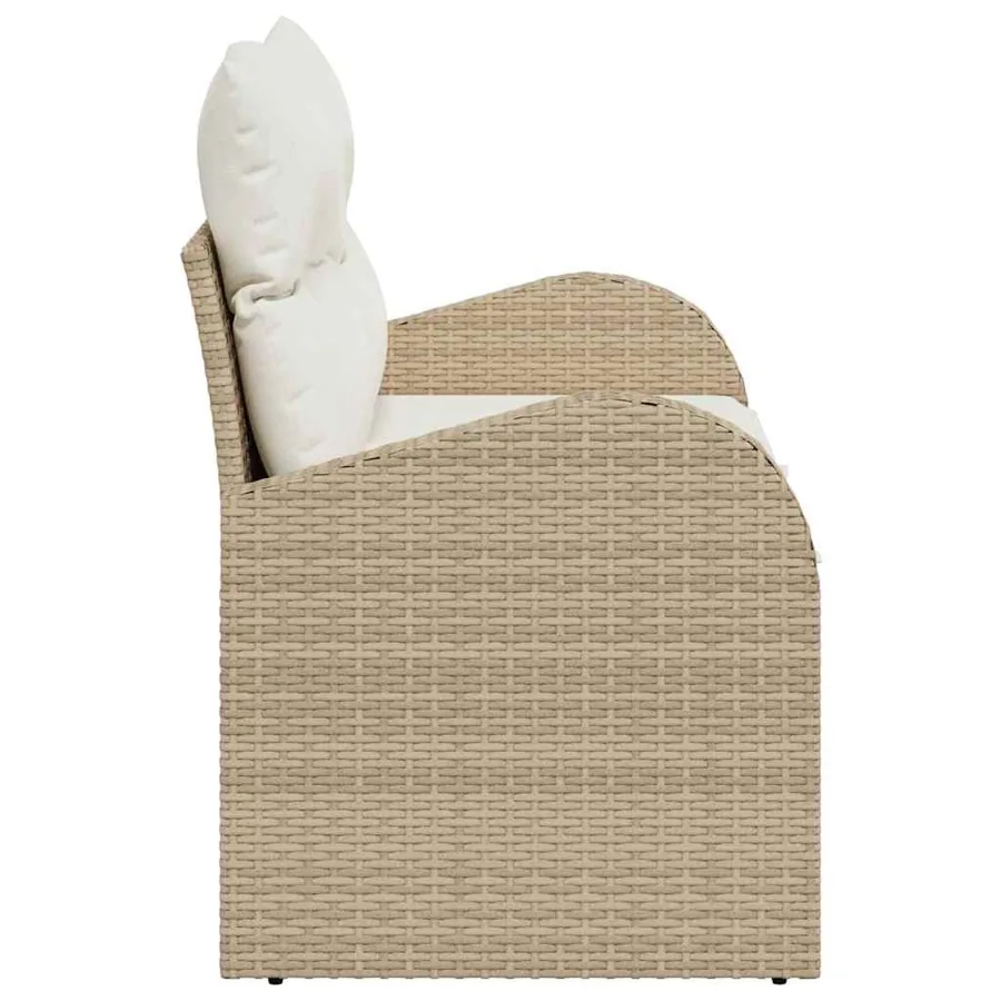Canapé de jardin avec coussin Beige 124 x 62 x 69cm polyrotin - 6