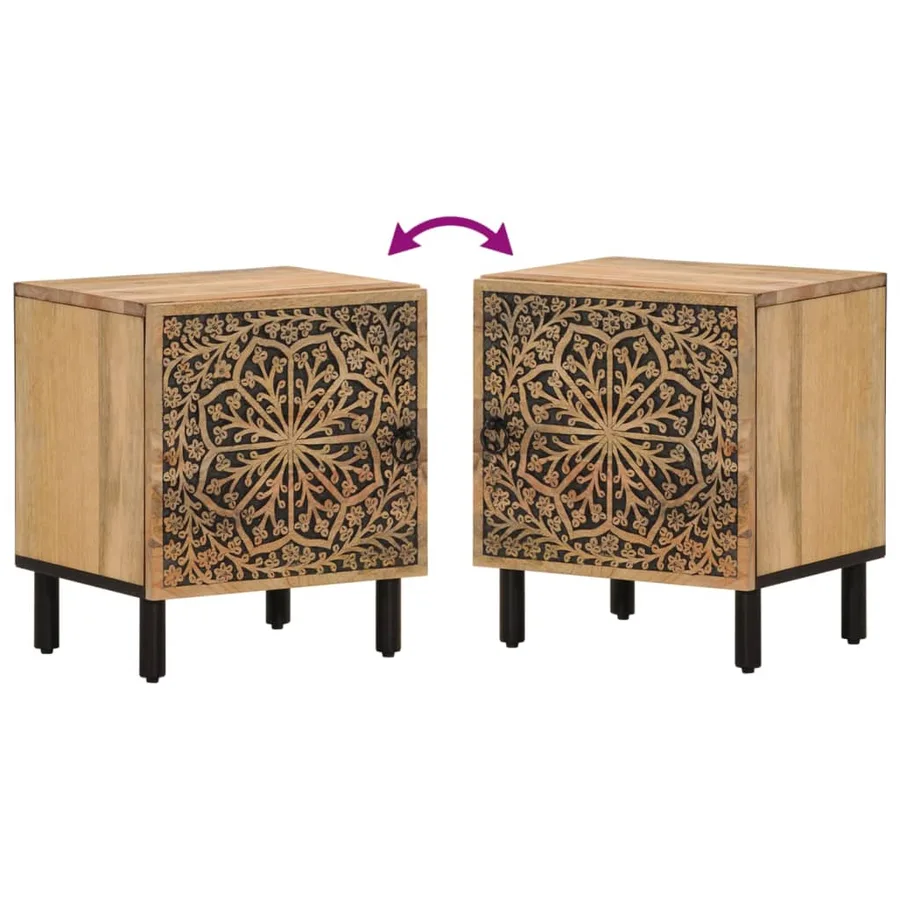 Tables de chevet 2 pcs 40x33x46 cm Bois de manguier solide - 9