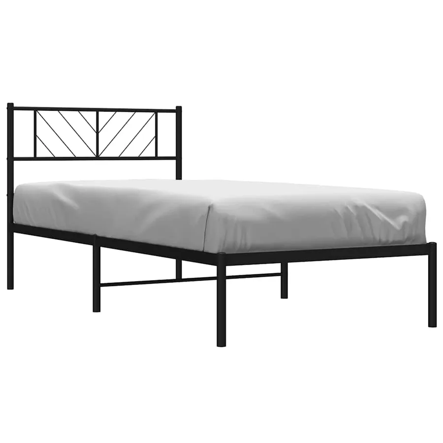 Cadre de lit métal sans matelas avec tête de lit noir 100x190cm - 4