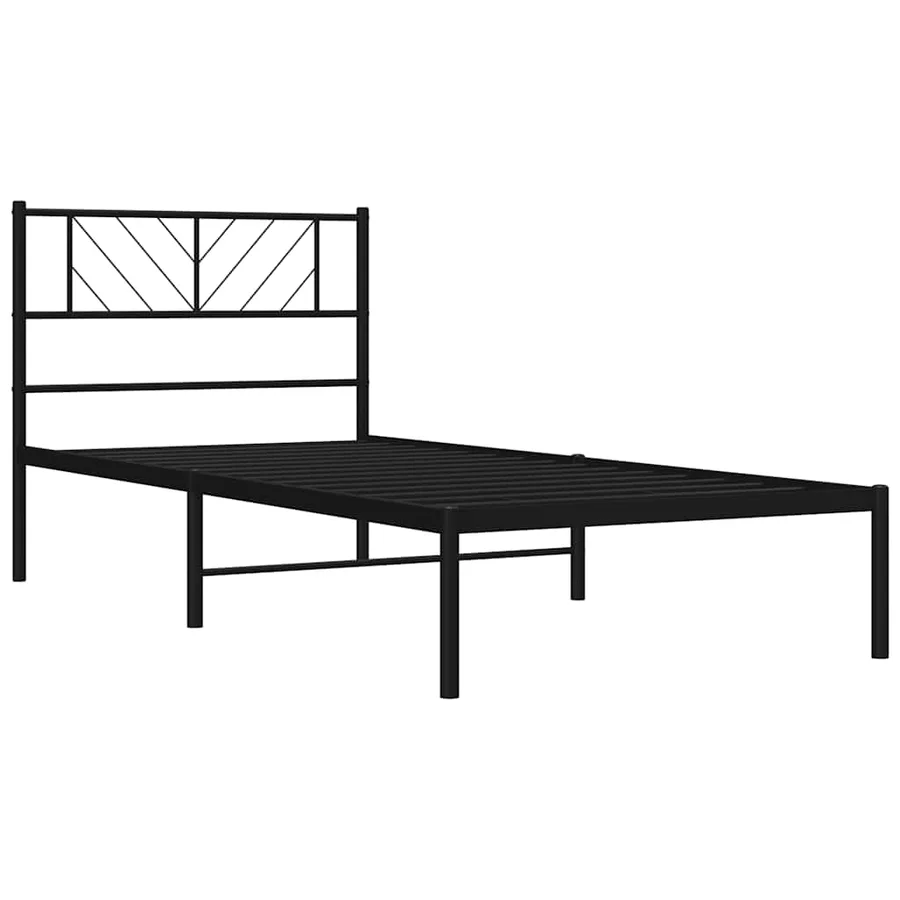 Cadre de lit métal sans matelas avec tête de lit noir 100x190cm - 5