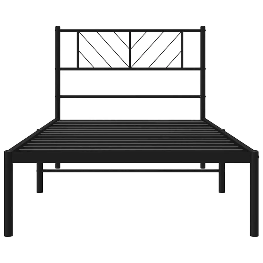 Cadre de lit métal sans matelas avec tête de lit noir 100x190cm - 6