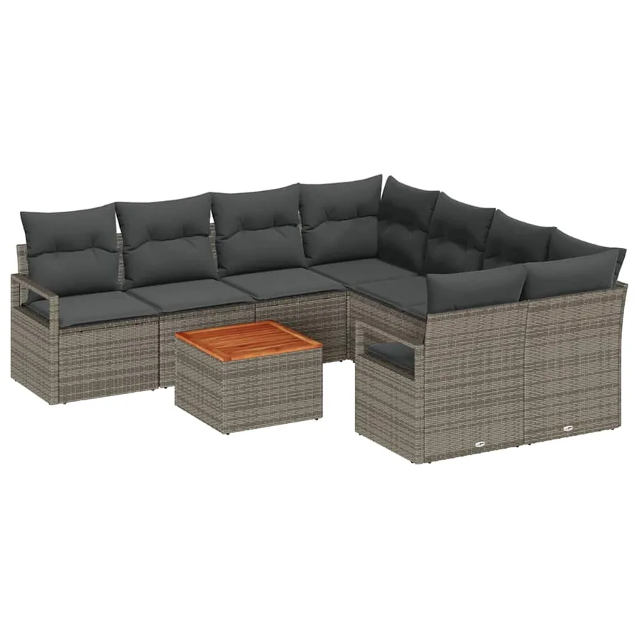 Ensemble de canapé de jardin avec stockage 9 pcs Gris polyrotin - 2