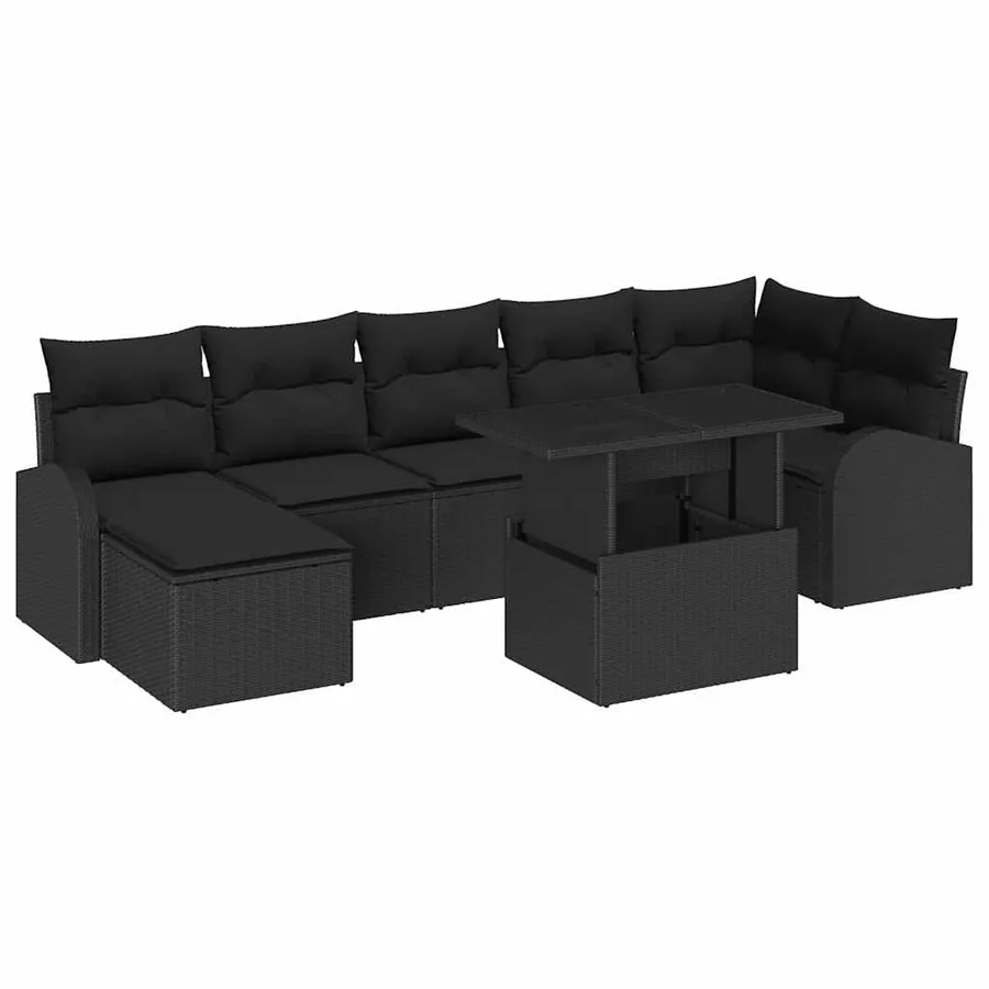 Ensemble de canapé de jardin avec coussin 8 pcs Noir - 2