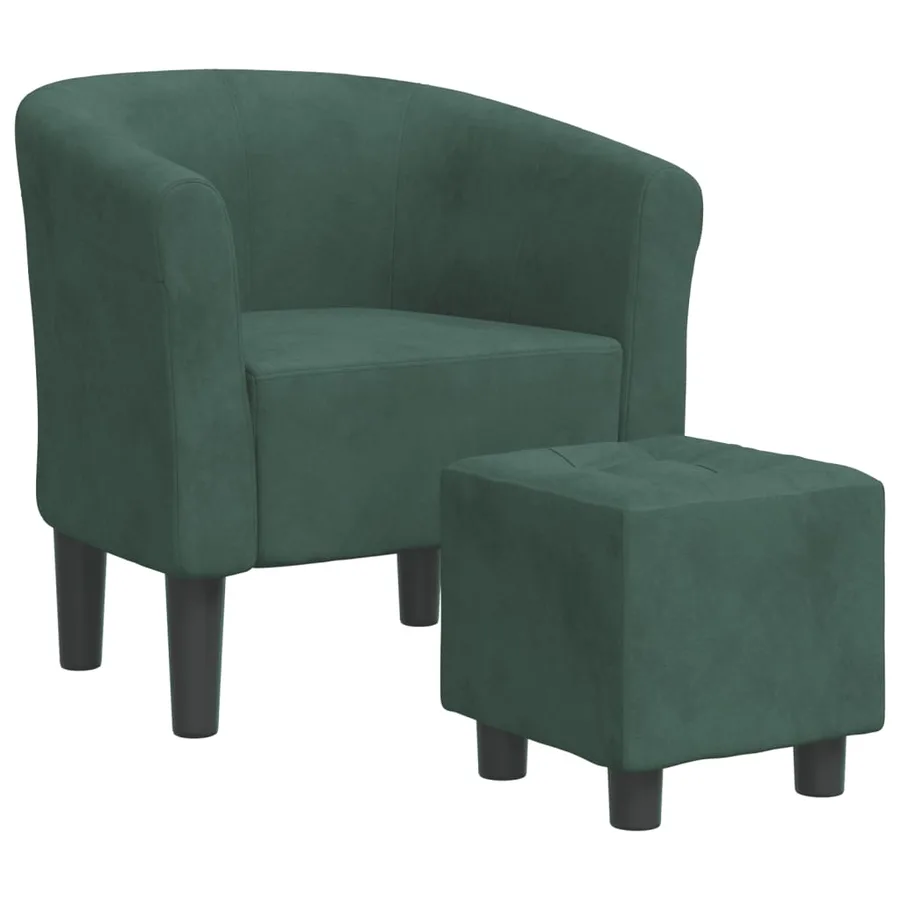 Chaise cabriolet avec repose-pied vert foncé velours - 2