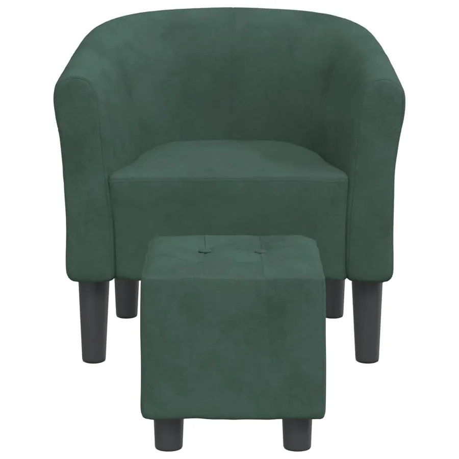 Chaise cabriolet avec repose-pied vert foncé velours - 3
