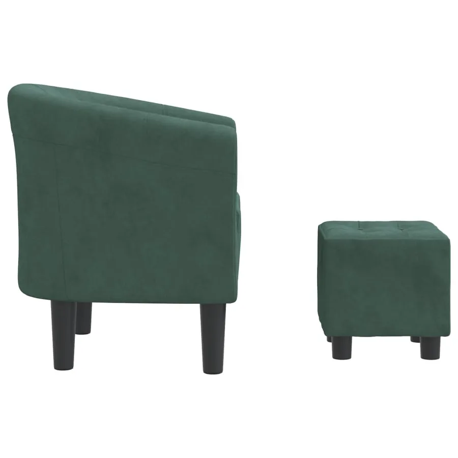 Chaise cabriolet avec repose-pied vert foncé velours - 4