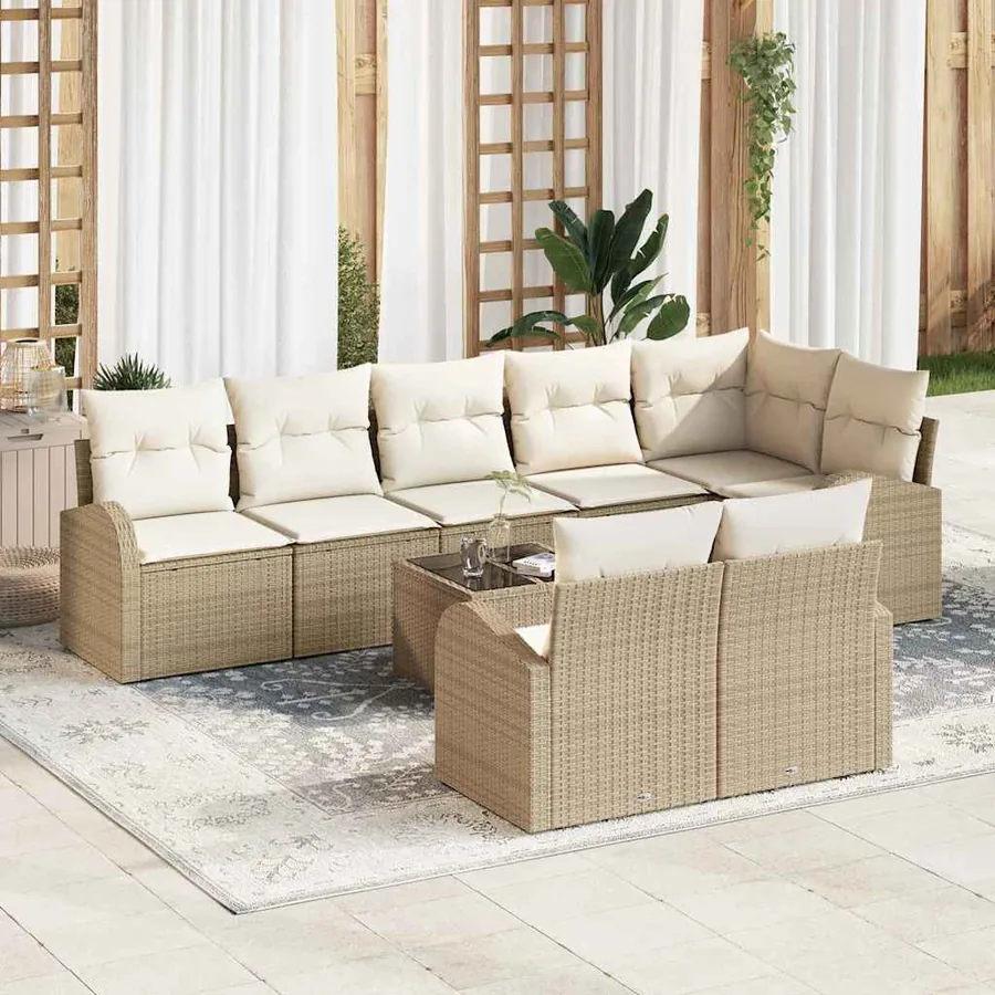 Ensemble de canapé de jardin 9 pcs polyrotin