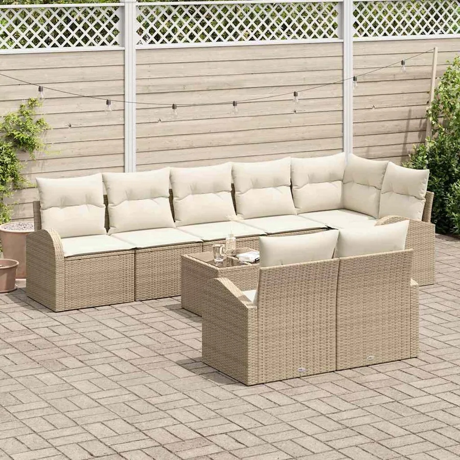 Ensemble de canapé de jardin 9 pcs polyrotin - 3