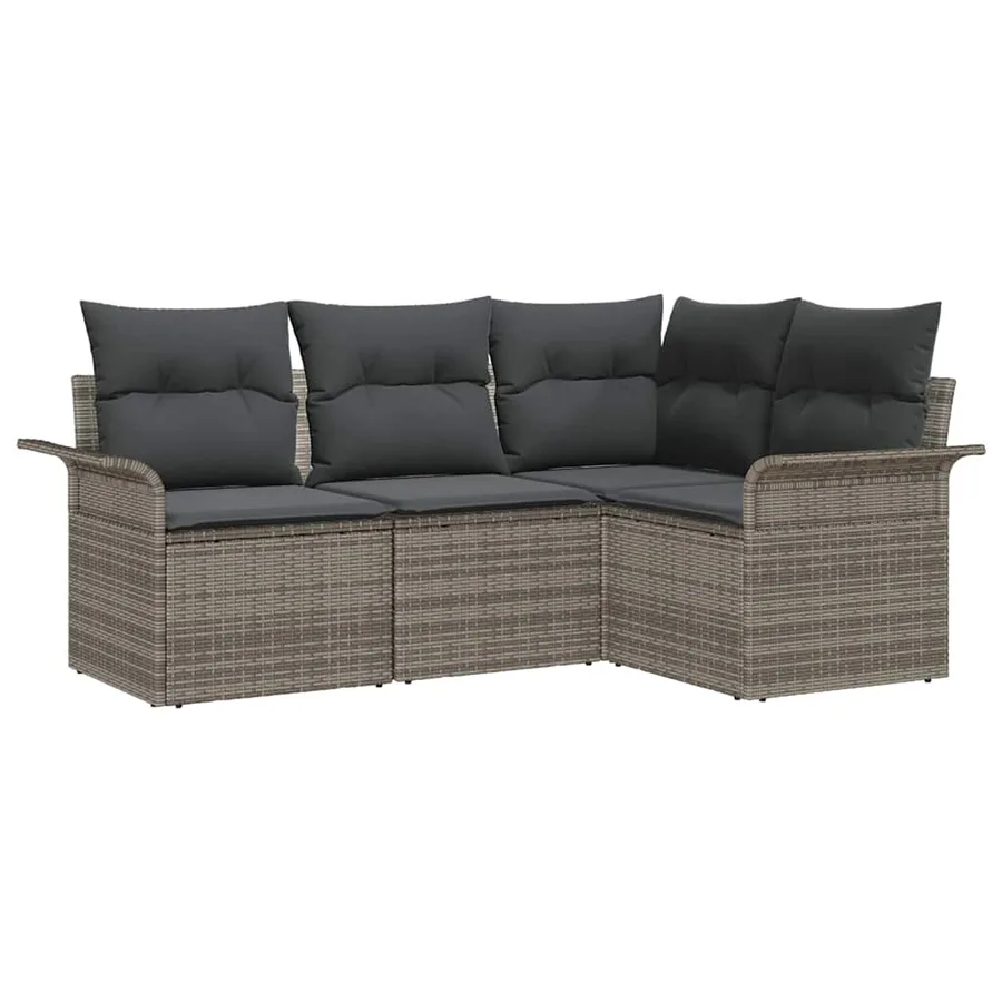 Ensemble de canapé de jardin avec stockage 4 pcs Gris polyrotin - 2