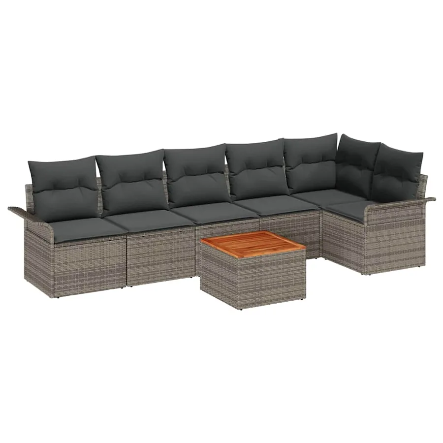 Ensemble de canapé de jardin avec stockage 7 pcs Gris polyrotin - 2