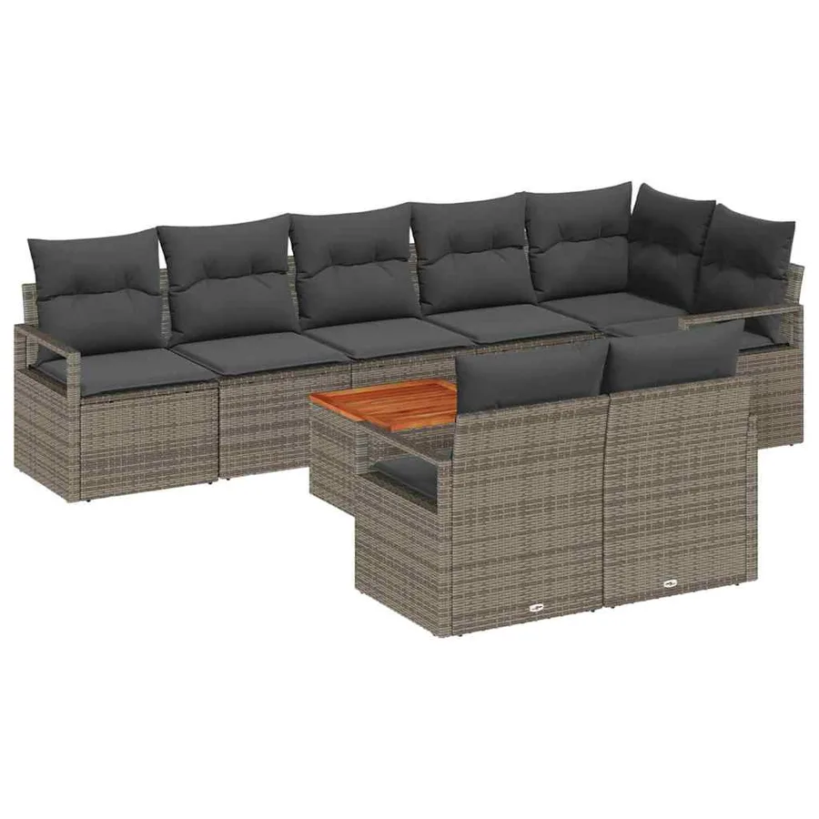Ensemble de canapé de jardin avec stockage 9 pcs Gris polyrotin - 2