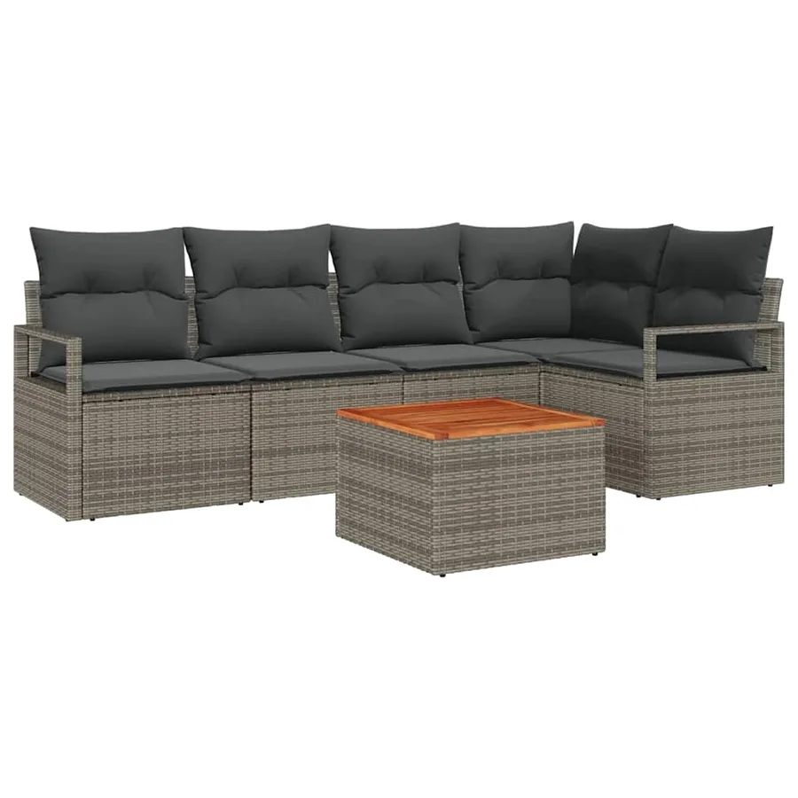 Ensemble de canapé de jardin avec stockage 6 pcs Gris polyrotin - 2