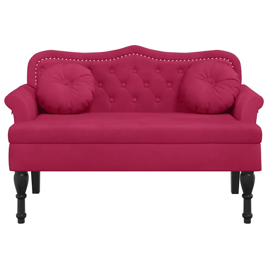 Banc avec coussins bordeaux 120,5x65x75 cm velours - 3
