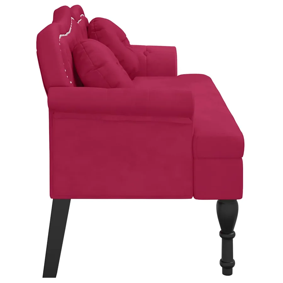 Banc avec coussins bordeaux 120,5x65x75 cm velours - 4