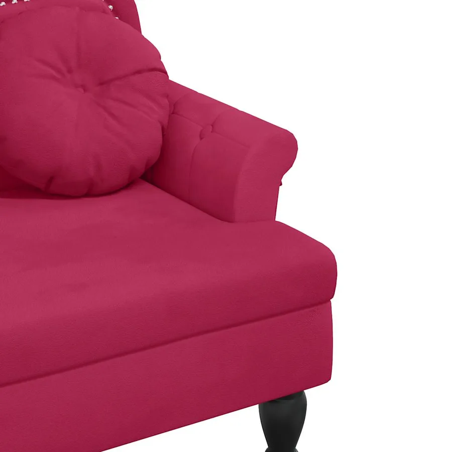 Banc avec coussins bordeaux 120,5x65x75 cm velours - 6