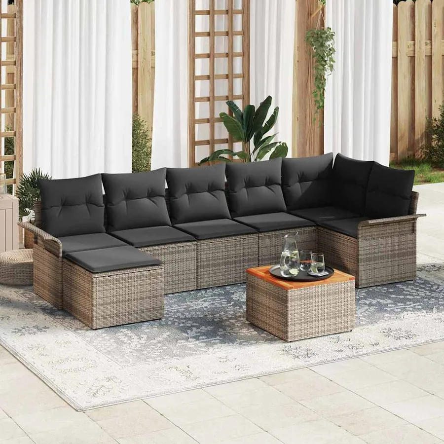 Ensemble de canapé de jardin avec stockage 8 pcs Gris polyrotin