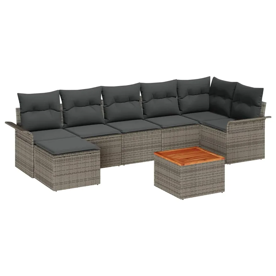 Ensemble de canapé de jardin avec stockage 8 pcs Gris polyrotin - 2