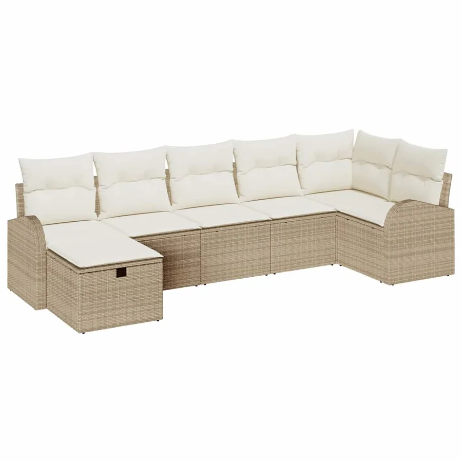 Ensemble de Canapés avec coussin Beige et crème polyrotin - 2