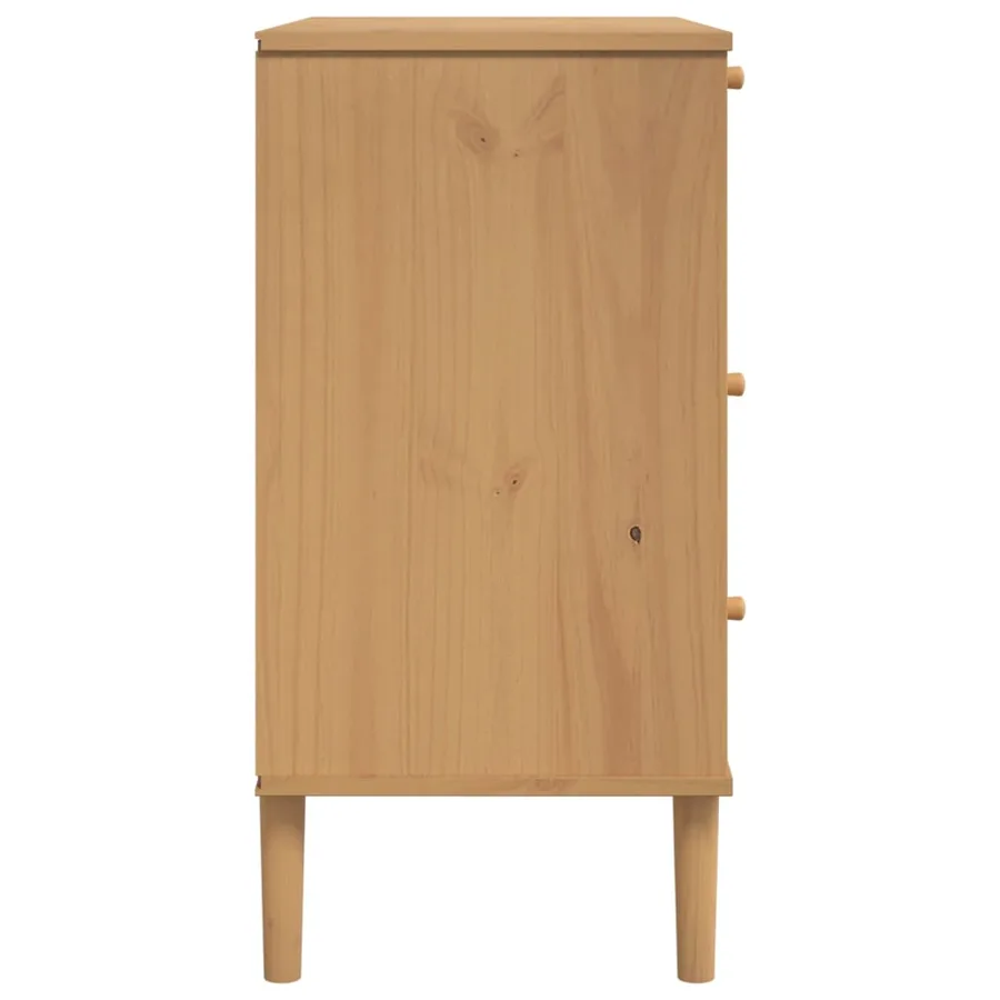 Commode SENJA aspect de rotin marron bois de pin solide - 7