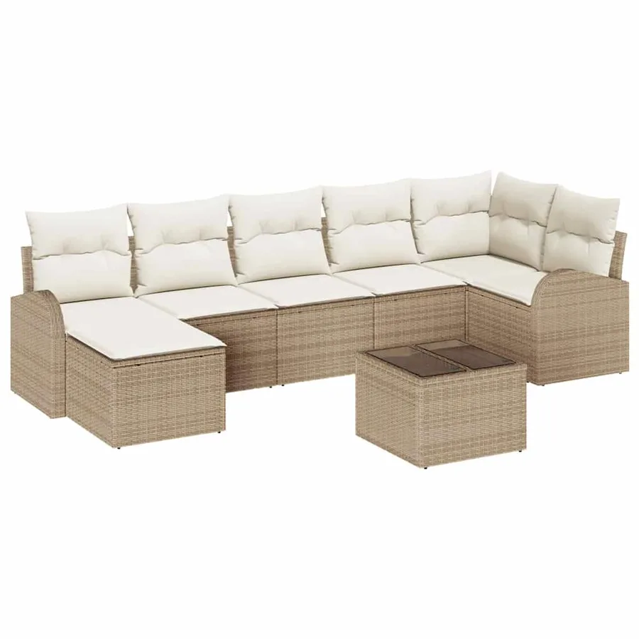 Ensemble de canapé de jardin 8 pcs Beige Poly rotin - 2