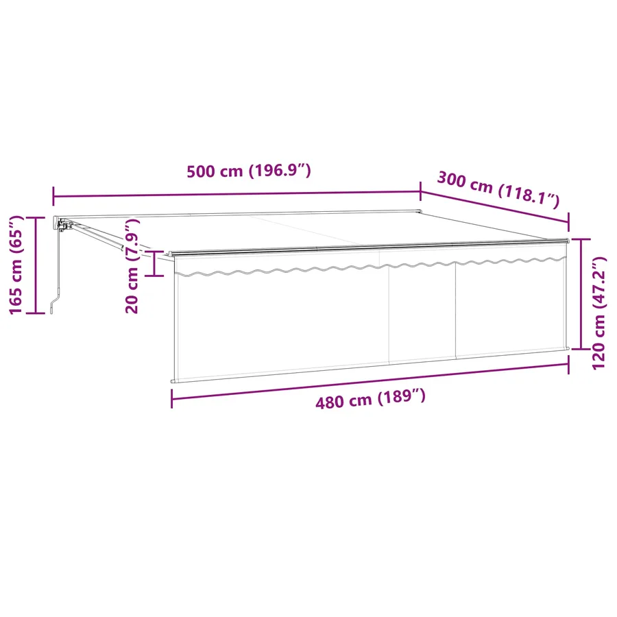 Auvent Rétractable Anthracite 500 × 300 cm - 13