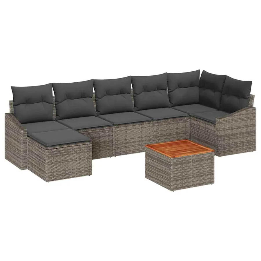 Ensemble de canapé de jardin avec stockage 8 pcs Gris polyrotin - 2