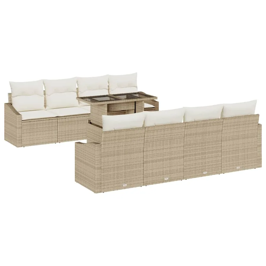 Ensemble de canapé de jardin 7 pcs Beige et crème polyrotin - 2