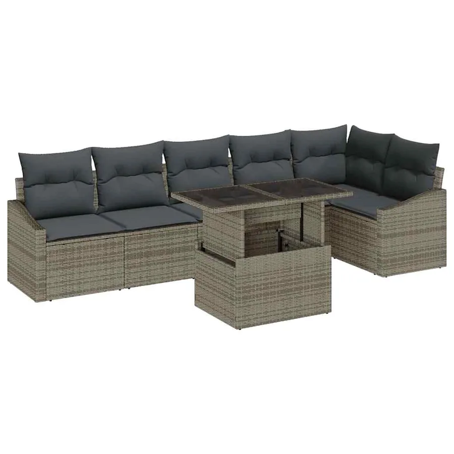 Ensemble de canapé de jardin avec coussin Réglable 7 pcs Gris - 2