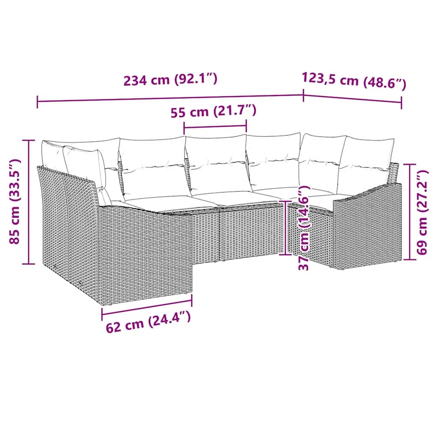 Ensemble de canapé de jardin avec stockage 6 pcs Gris polyrotin - 12