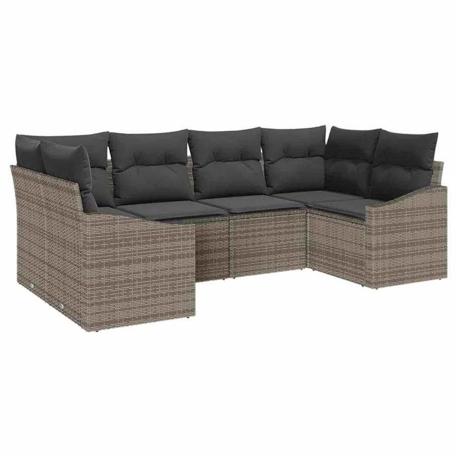Ensemble de canapé de jardin avec stockage 6 pcs Gris polyrotin - 2
