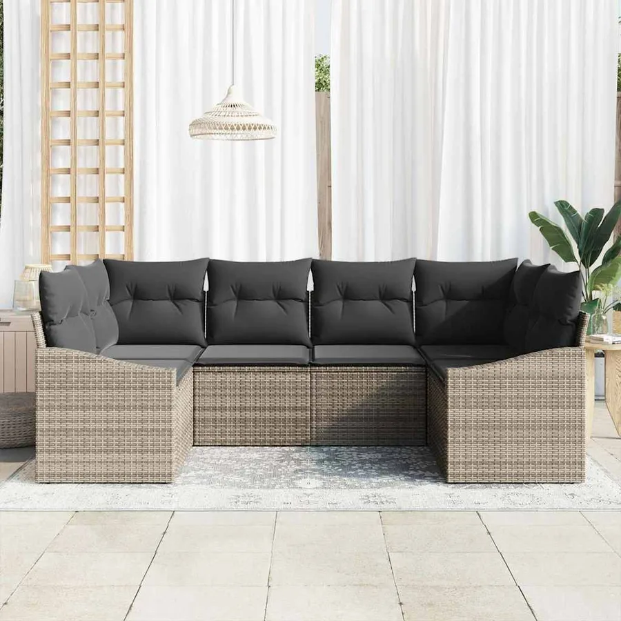Ensemble de canapé de jardin avec stockage 6 pcs Gris polyrotin - 3