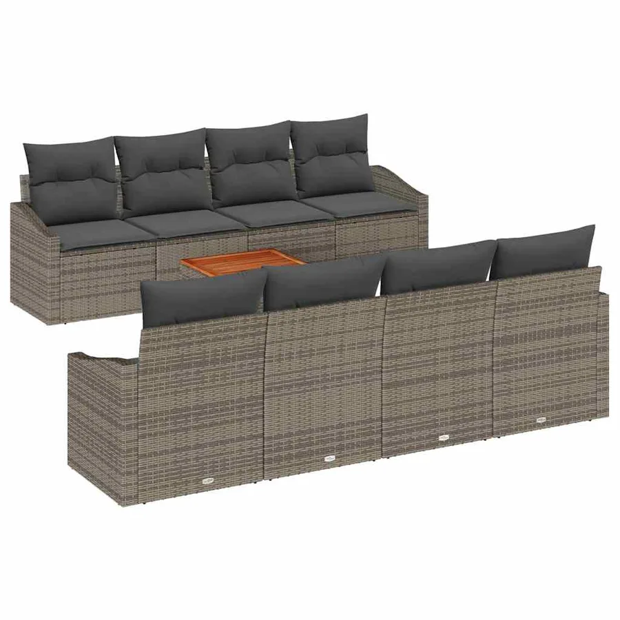 Ensemble de canapé de jardin avec stockage 9 pcs Gris polyrotin - 2