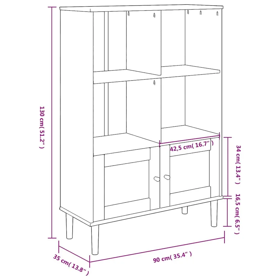 Bibliothèque SENJA aspect de rotin blanc bois massif de pin - 10