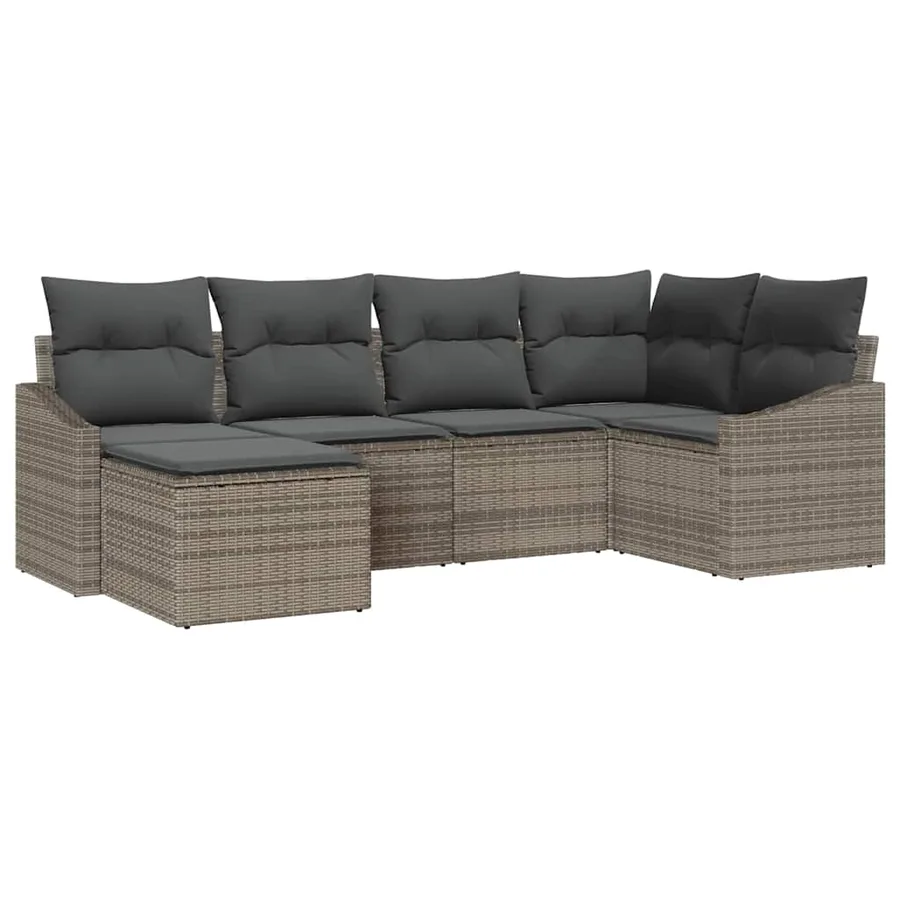 Ensemble de salle à manger pour jardin avec coussin 6 pcs Gris - 2
